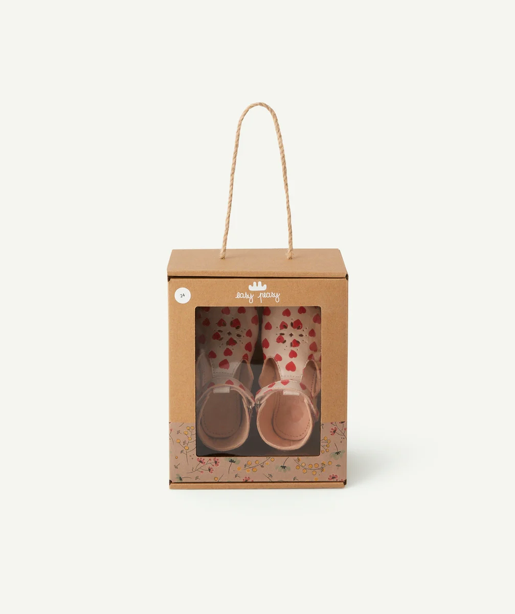 EASY PEASYCHAUSSONS EN CUIR IMPRIMÉS COEURS
