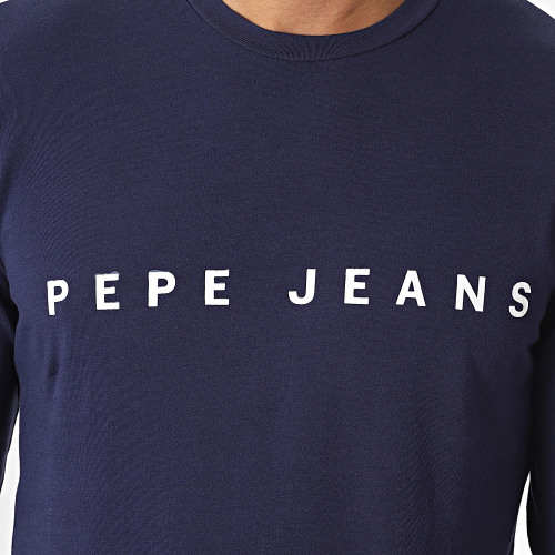 Tee Shirt Manches Longues Logo Bleu Marine