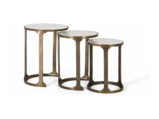 Lot de 3 sellettes marbre Fer-Marbre Or - Décoration d'Autrefois