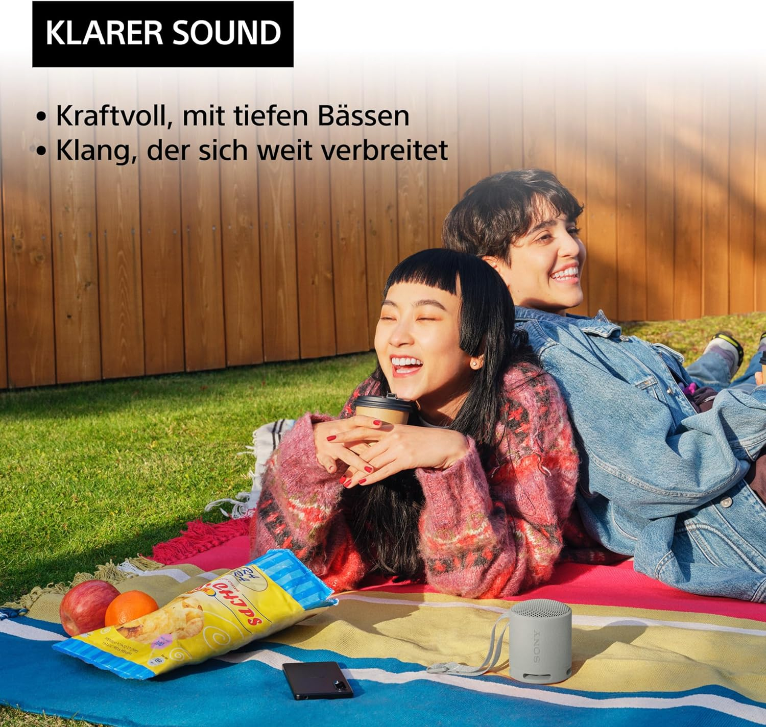 Bluetooth Lautsprecher SRS-XB100 Wireless Speaker IP67 mit Trageschlaufe (SRSXB100H.CE7) - Grau