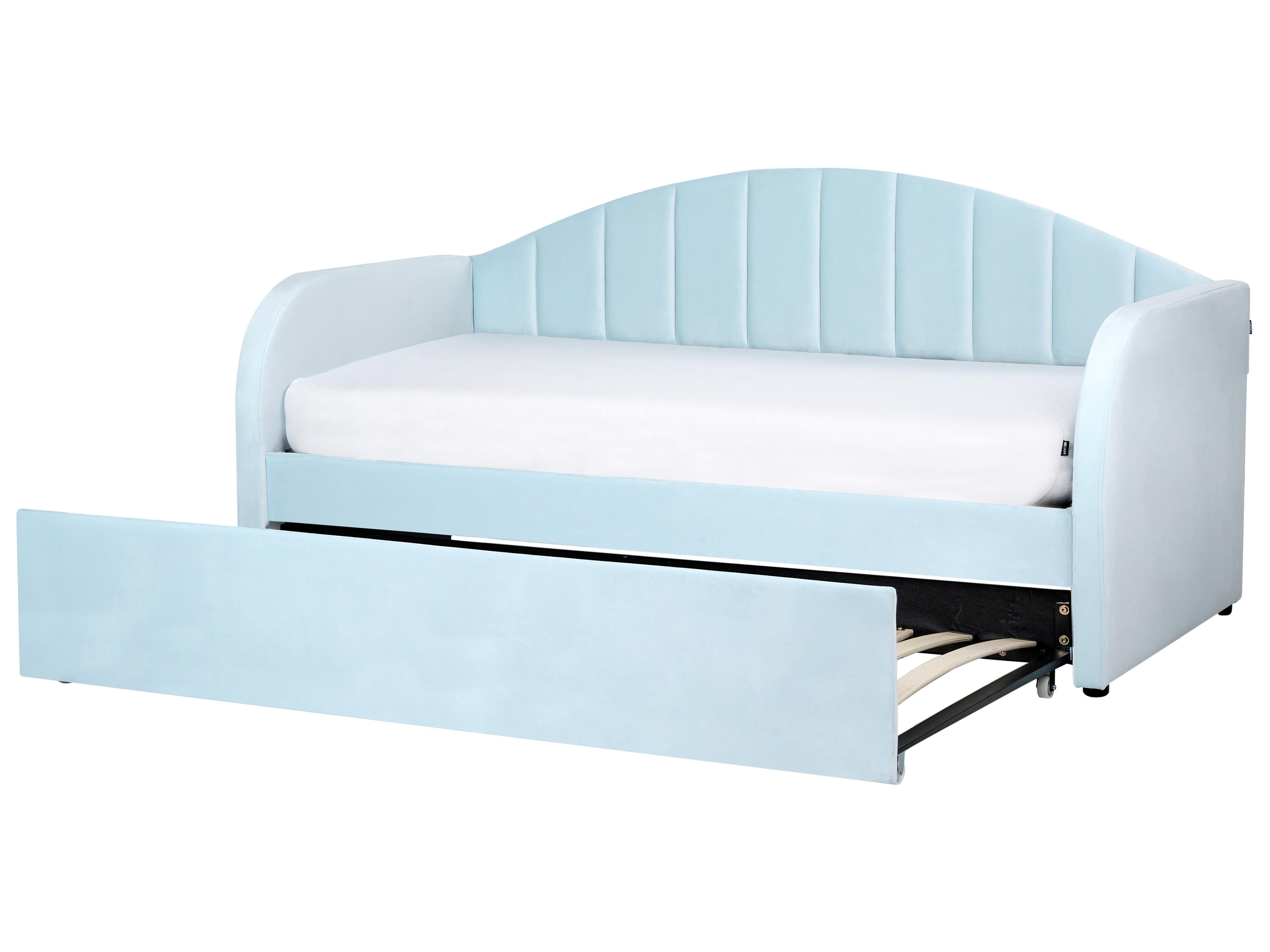 Onderschuifbed Fluweel EYBURIE 90 x 200 cm Lichtblauw