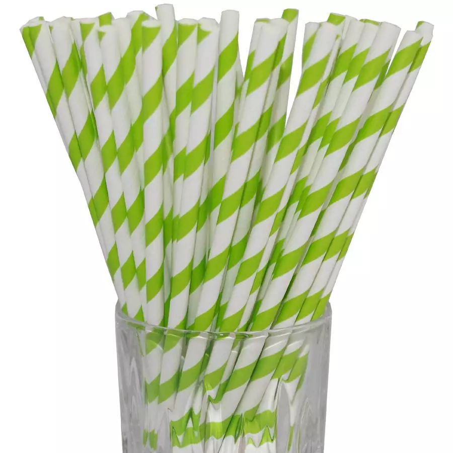 Luxentu Papier-Trinkhalme gestreift 20 cm 100er Set grün