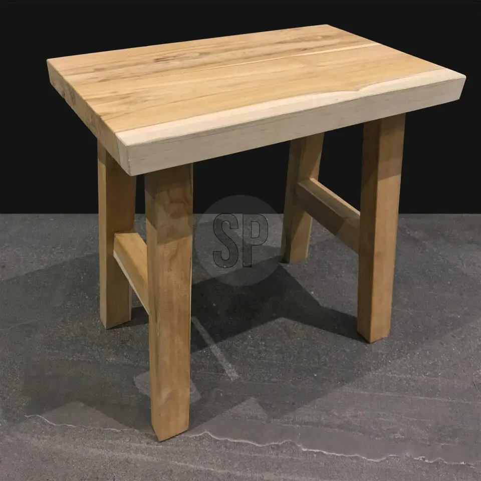 Bijzet krukje/tafeltje - lichtbruin - hout - 40 x 25 x 40 cm