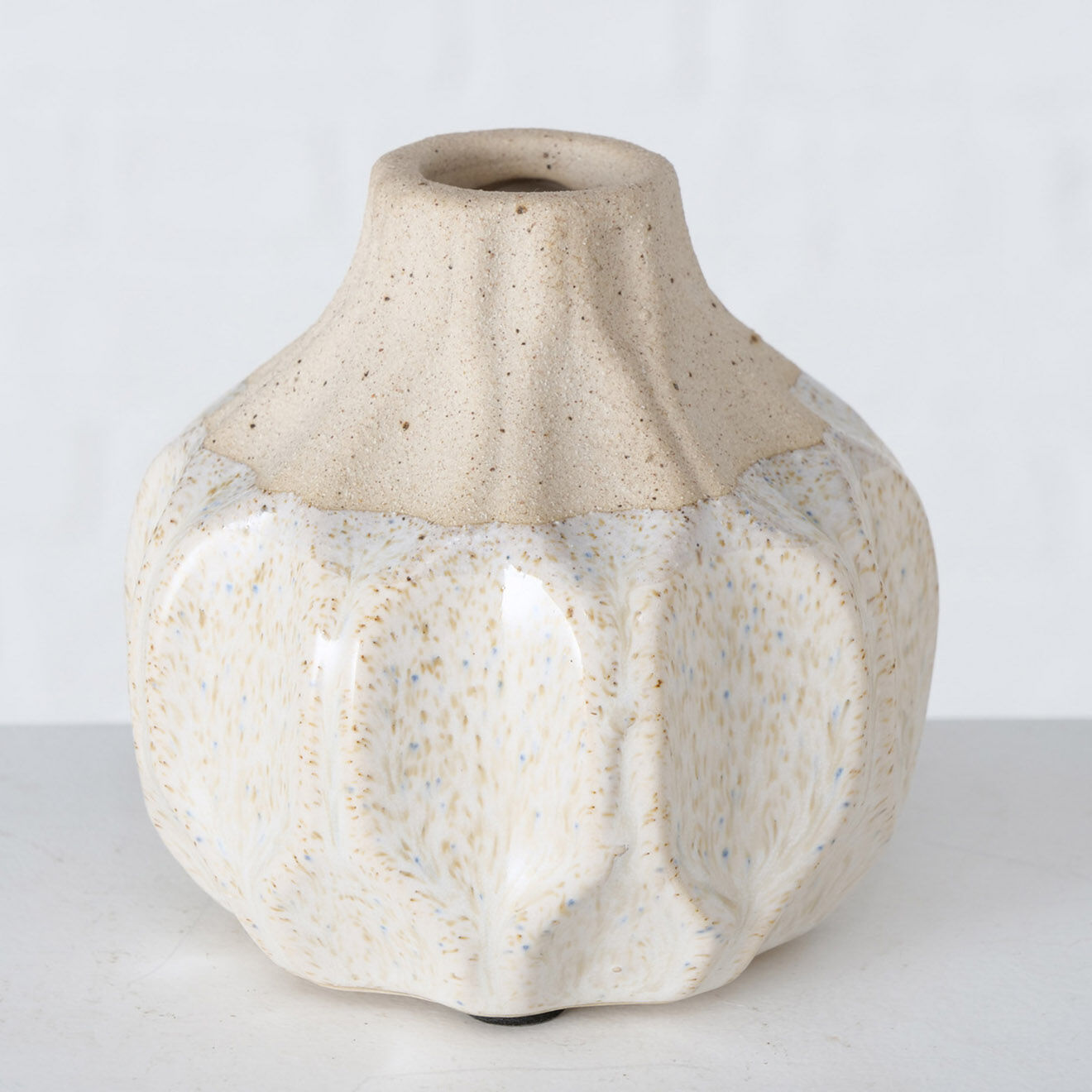 Boltze 2 Vases Malia crème - D.10xH.9 cm