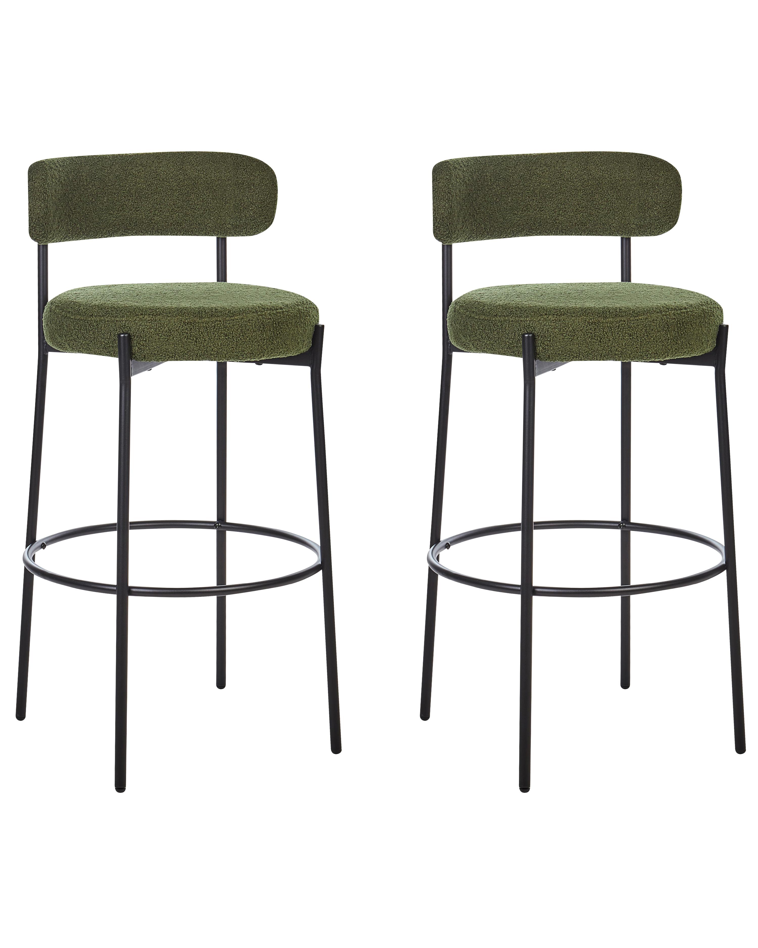 Set van 2 barstoelen ALLISON Bouclé Groen