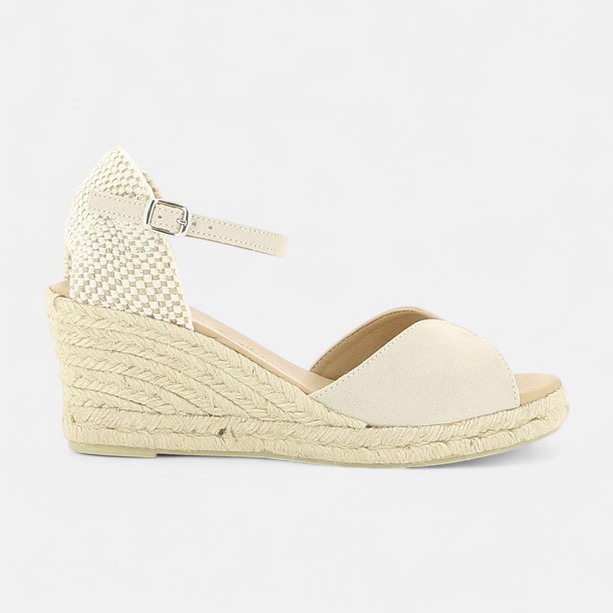 Espadrilles à talon compensé Femme beige