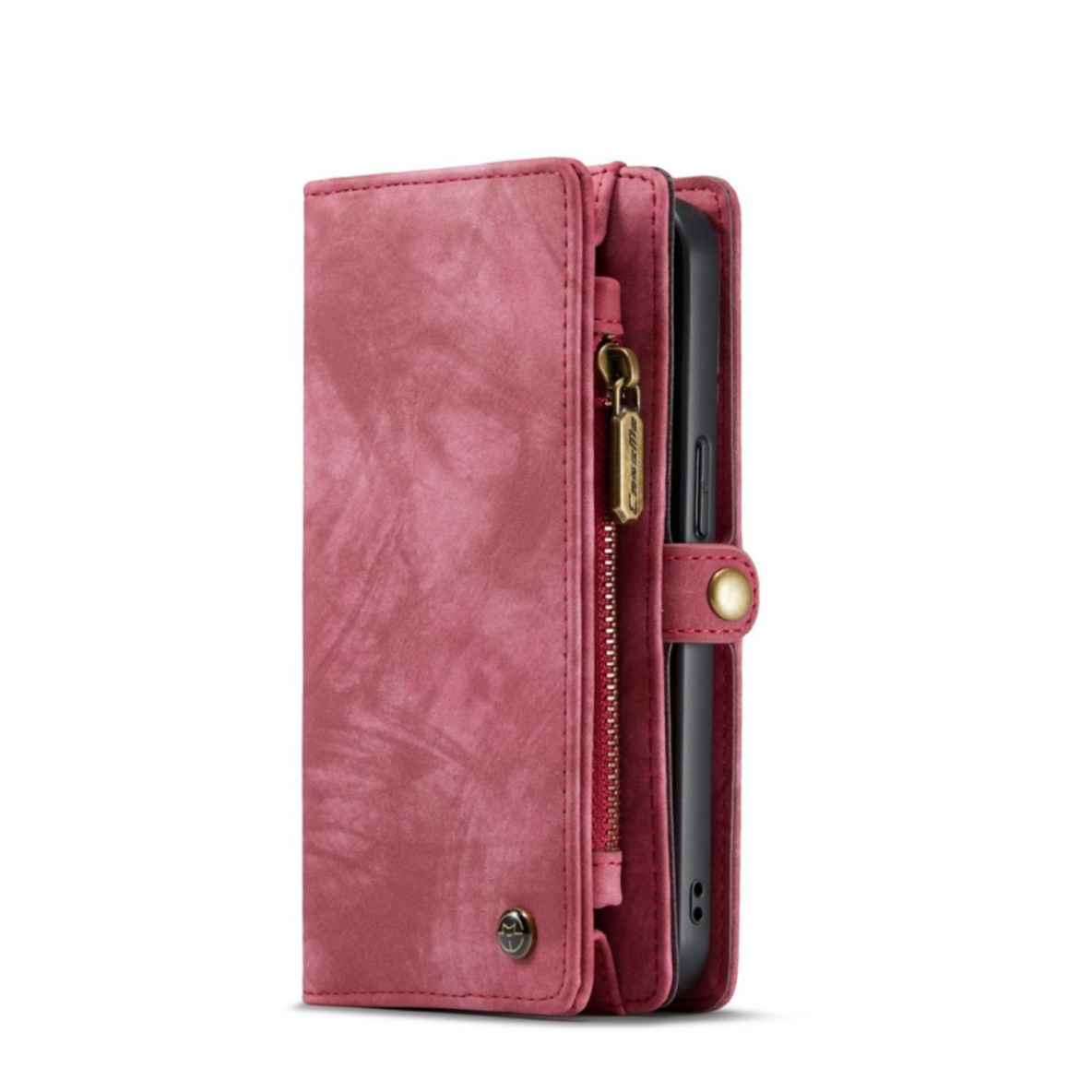 iPhone 13 2in1 Leder Tasche   Magnet Hardcase Karten Etui - Rot