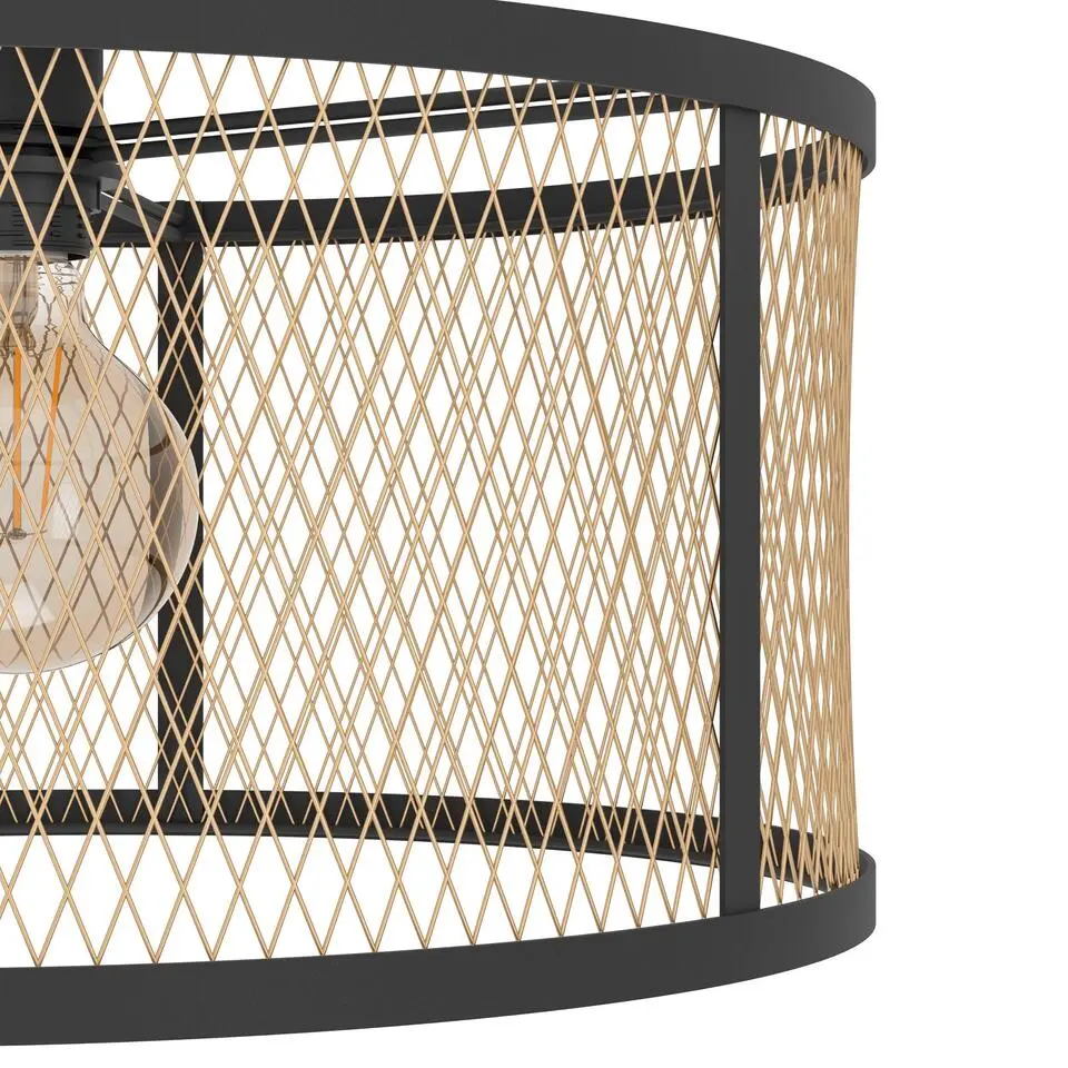 EGLO Dellow plafonnière - E27 - Ø 45 cm - Zwart/Geelkoper