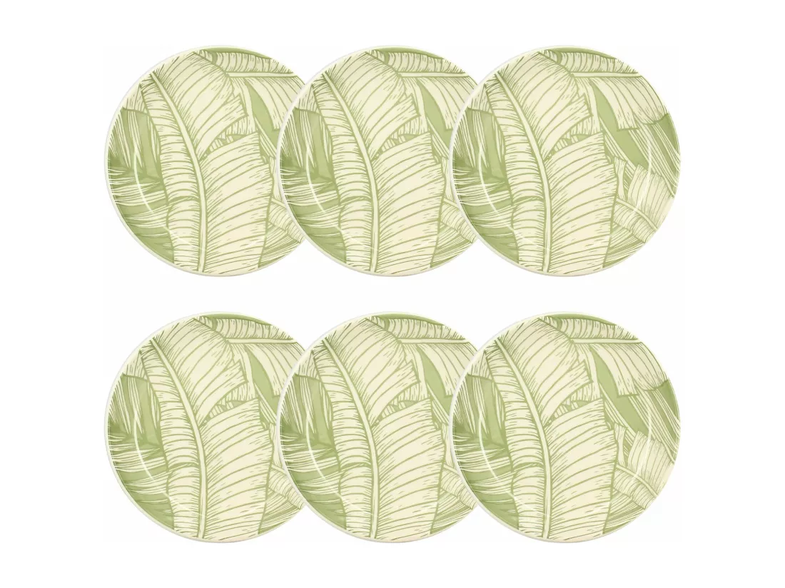 Novastyl - Lot 6 Assiettes Creuses 20.5cm En Gres Vert