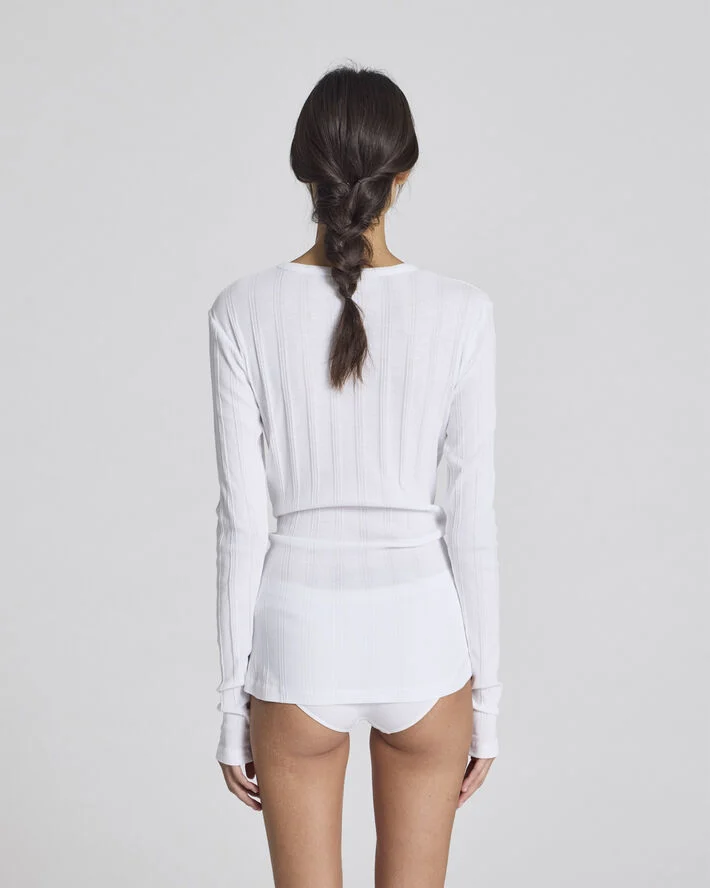 Gai&Lisva Thyra L/S Cotton Top Drop Needle GOTS 243975 White