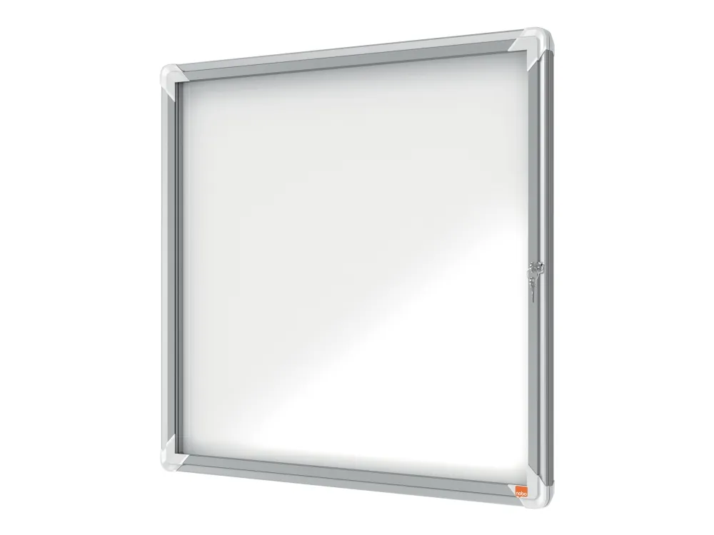 Nobo Premium Plus magnetisk låsbart opslagsskab med hængslet låge 6xA4 Hvid