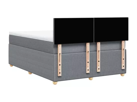 Sommier à lattes de lit avec matelas Gris clair 160x200cm Tissu