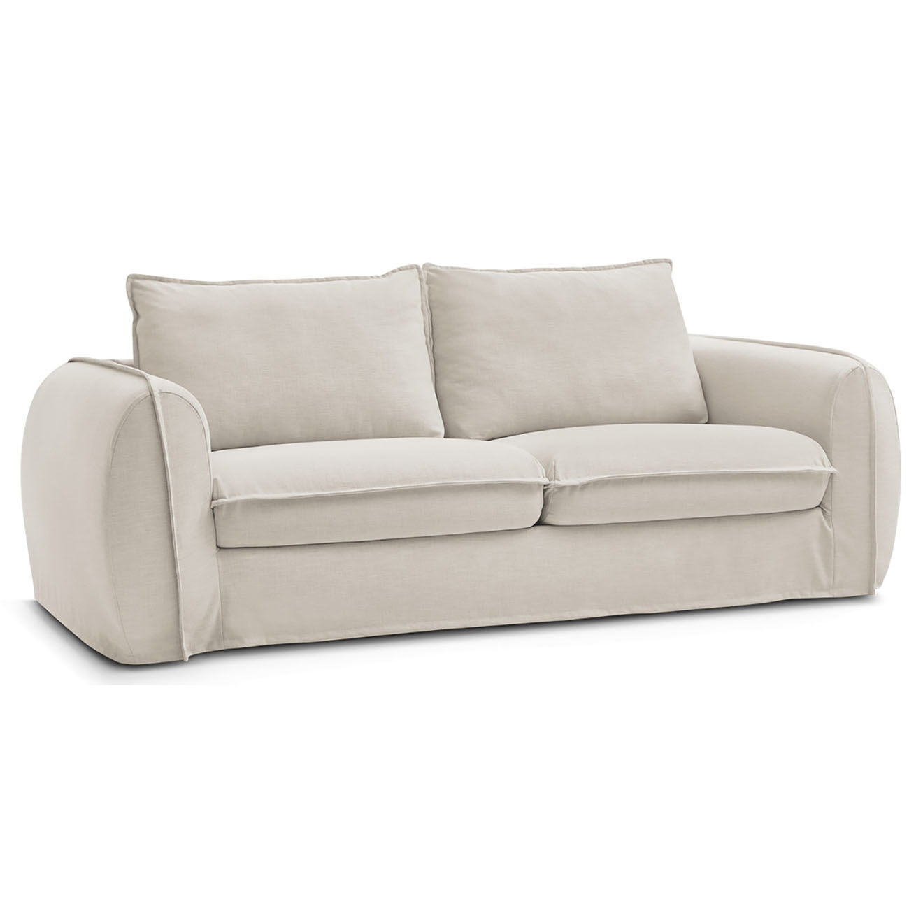 Bobochic Canapé droit convertible express 3 places Archimède 160 beige - 236x106x93 cm