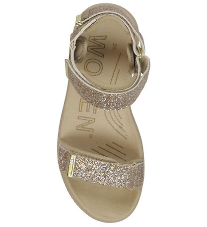 Woden Sandalen - Line Glitter - Kaffee Cream