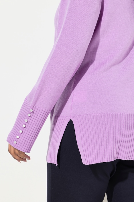 Pullover, Woll-Seidenmischung, Stehkragen, Zierperlen
