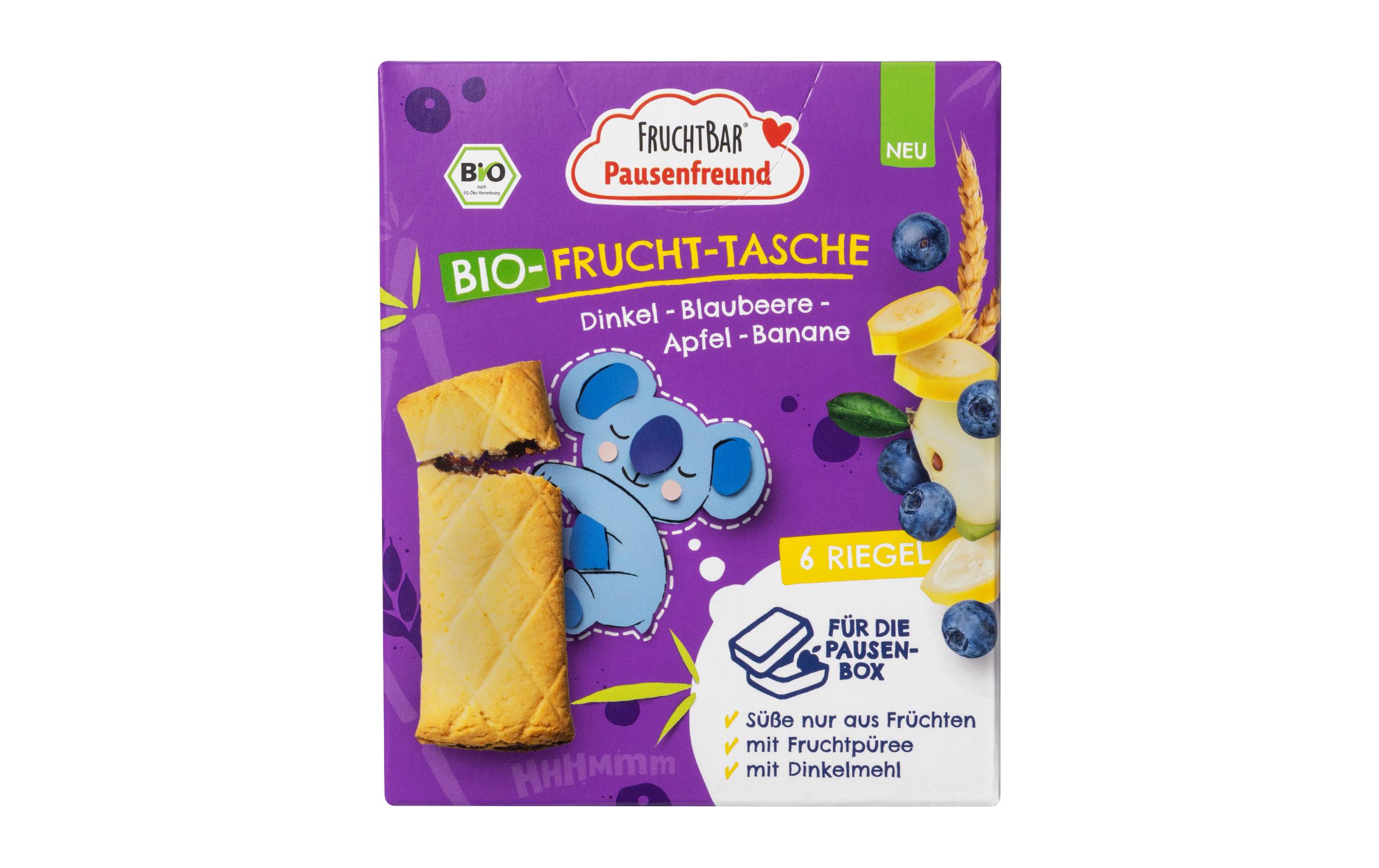 Riegel Fruchttasche Dinkel, Blaubeere, Apfel 6 x 22gBio-Keks-Riegel mit Fruchtfüllung