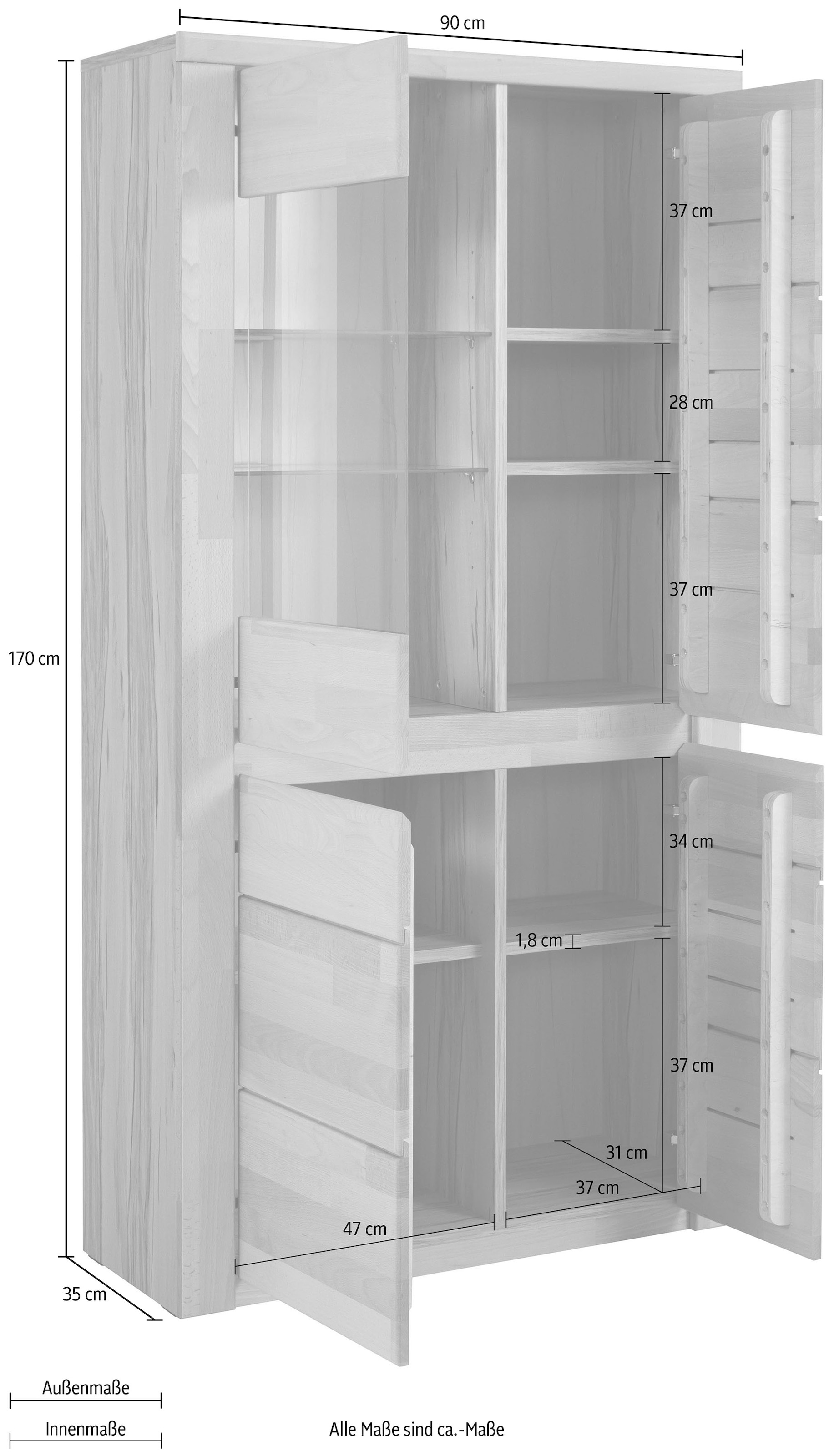 Home affaire Vitrine »Burani« grifflose Optik