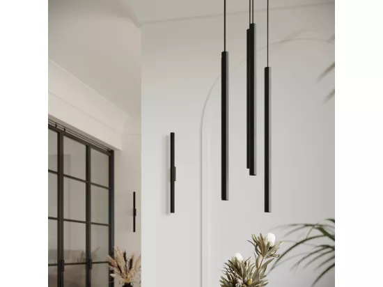 Appliques Pastelo moderne en acier - 2 sources lumineuses - L.2,5 x H.50 cm - noir