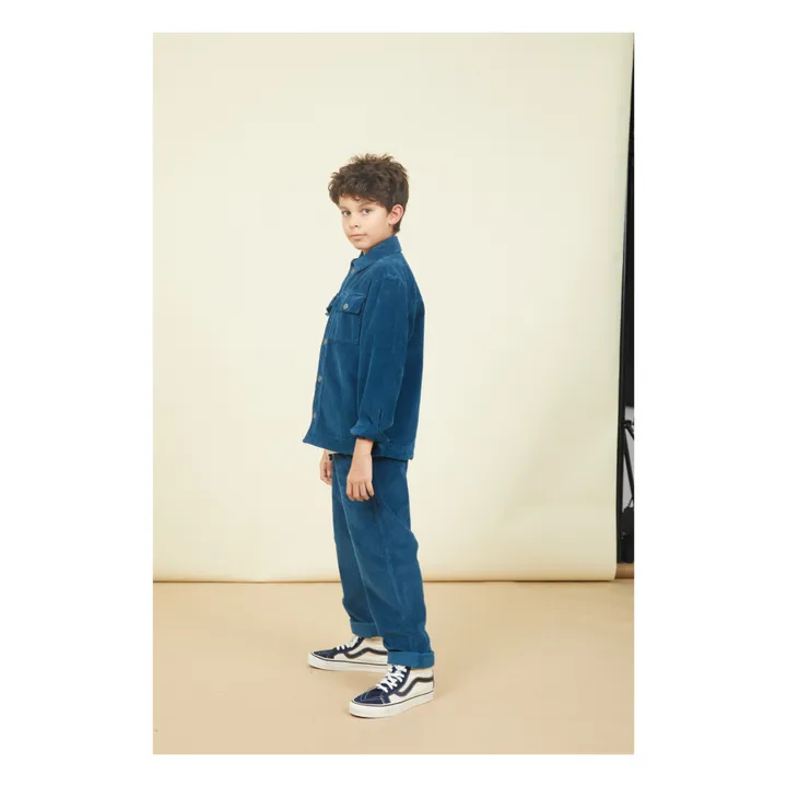 SMALLABLE BASICS Chemise Garçon Velours Côtelé | Vert canard
