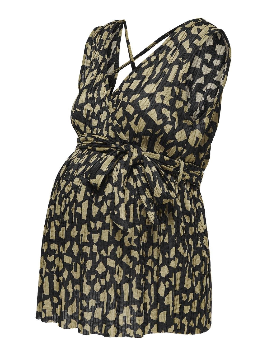 OLMSAFARI Plissiertes Top Black