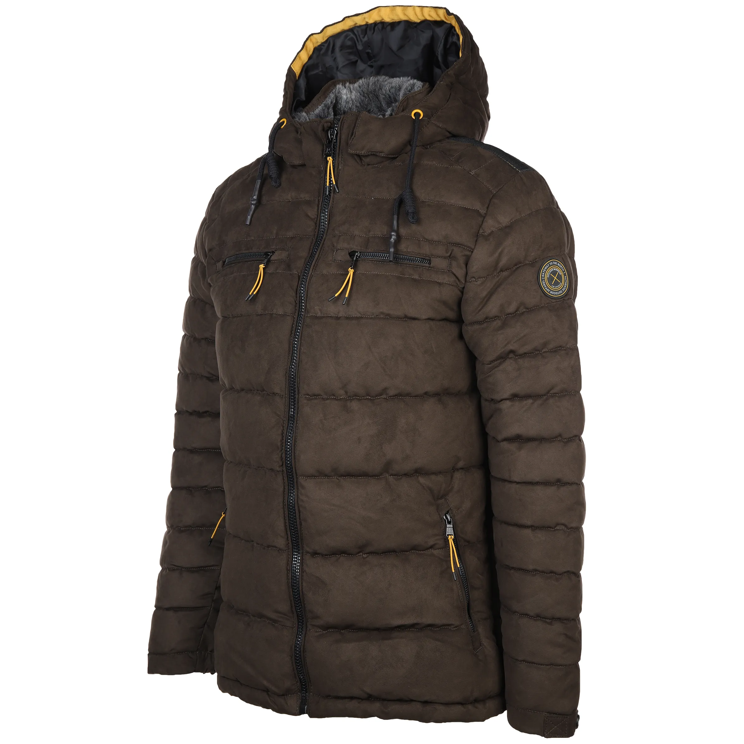 Herren Velour Steppjacke mit Kapuze