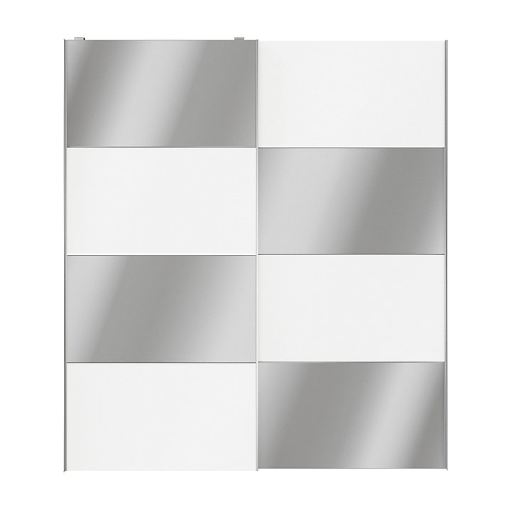 Portes de placard coulissantes 2 vantaux panneaux blancs et miroir GoodHome Atomia H. 225 x L. 200 x ép. 5,5 cm