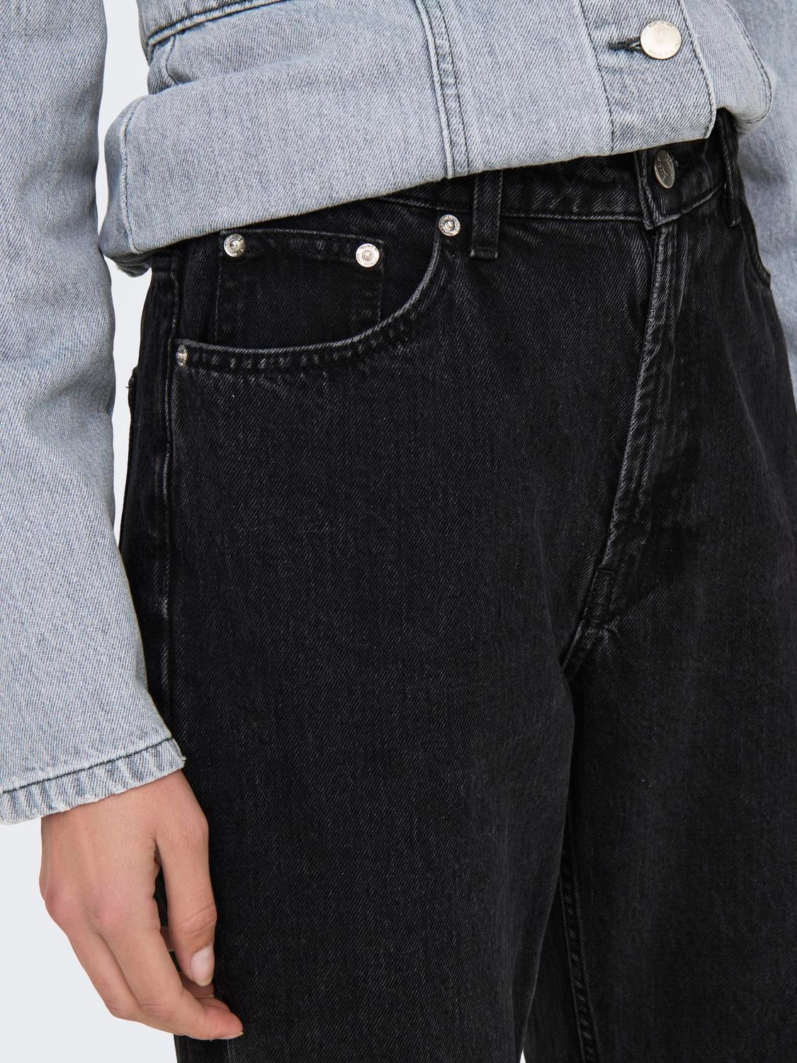 ONLRILEY Hohe Taille Gerade geschnitten Jeans Washed Black