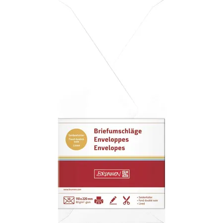 BRUNNEN Briefumschläge, weiß, 80g/m², DIN lang, 10 Hüllen