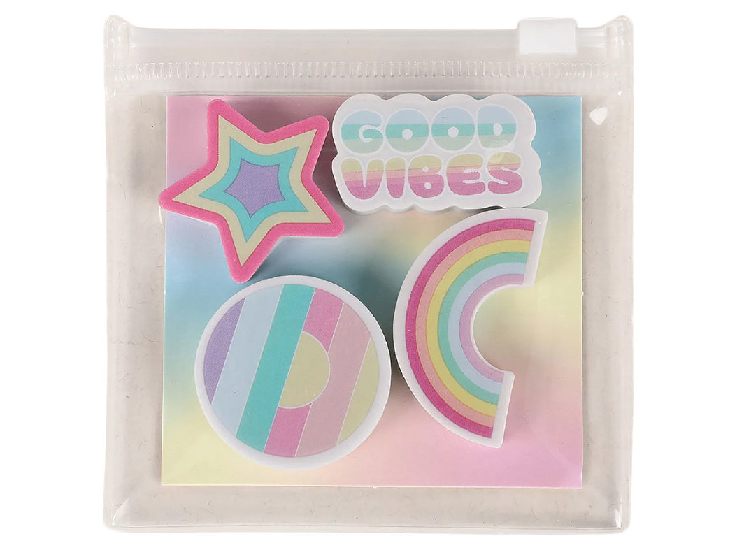 CONJUNTO DE 4 MINI BORRACHAS AUCHAN SHIMMERING
