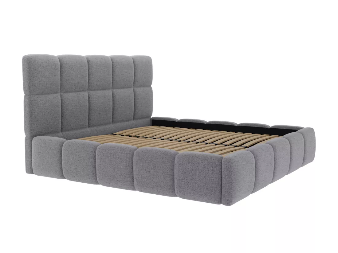 Lit coffre 160 x 200 cm - Tissu texturé - Gris + Matelas - DAMADO de Pascal Morabito