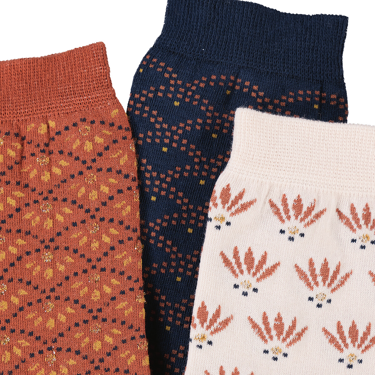COLEÇÃO LA REDOUTE<br>Conjunto de 3 pares de meias com estampa Art Déco