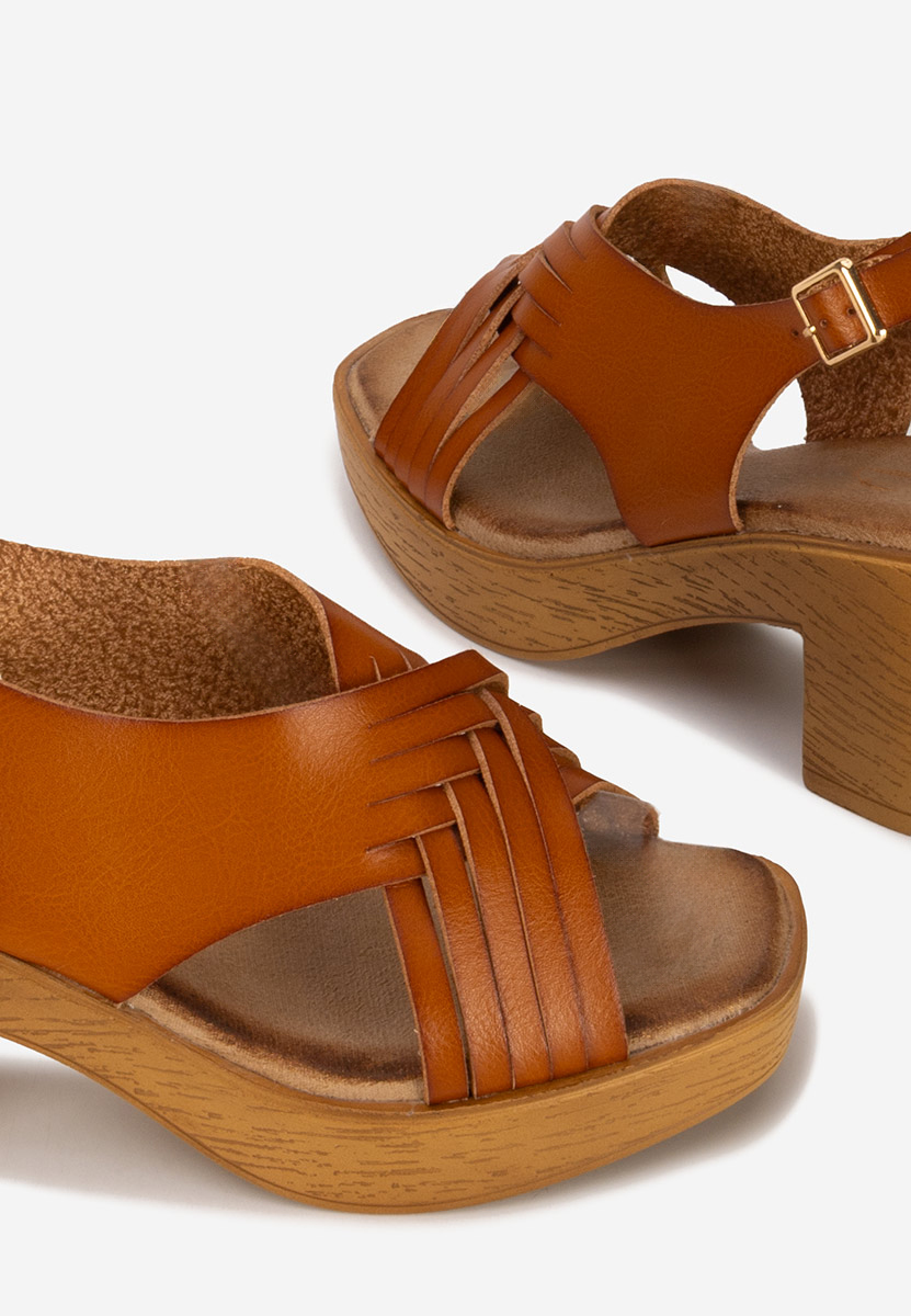 Sandales à talon épais et plateforme chameau Kimy