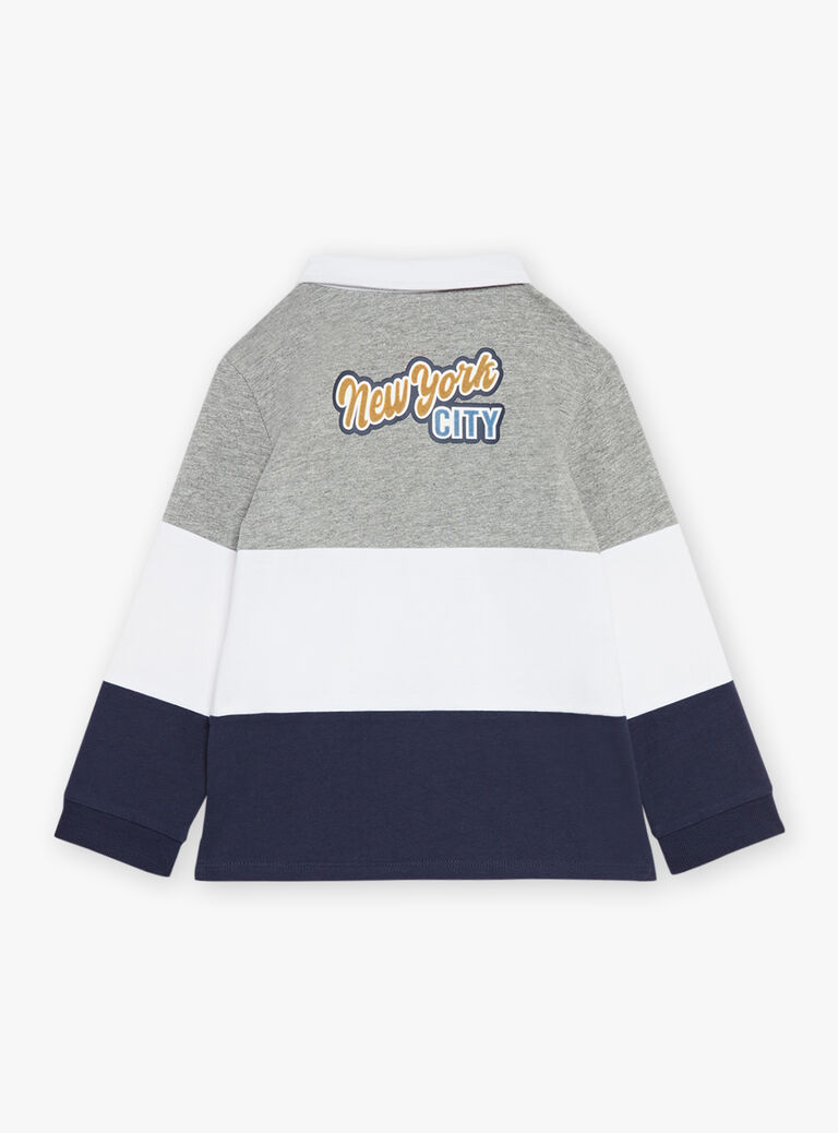 Polo gris, blanc et bleu en jersey
