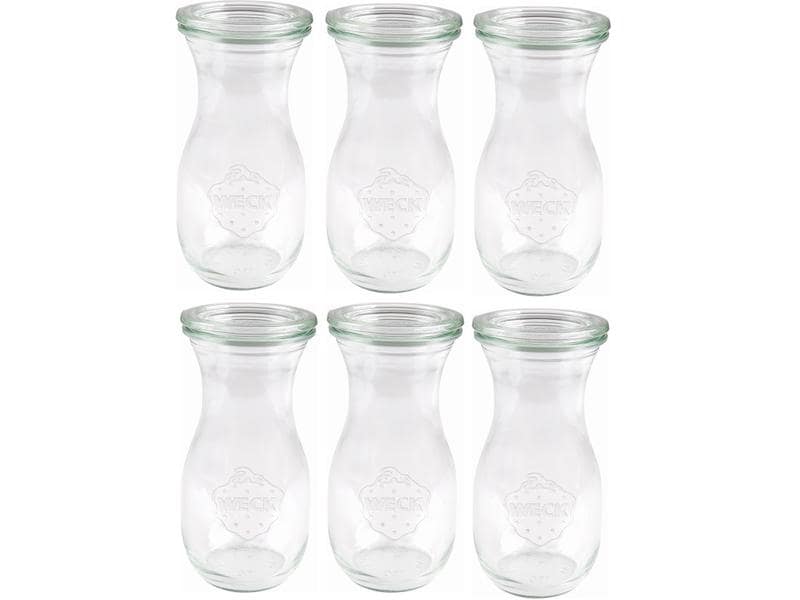 Weck Einmachflasche 250 ml, 6 Stück Einmachflaschen Set mit Deckel