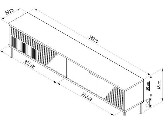 CONCEPT1 - Meuble TV Dore anthracite 180 x 30 x h45 cm