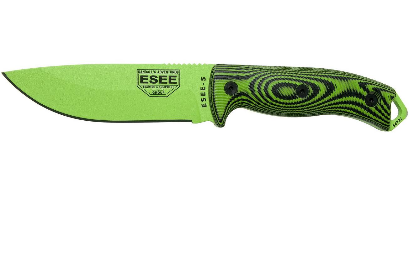 ESEE Model 5 Venom Green Blade 3D Neon Green-Black G10 survivalmes 5PVG-007 kydex schede   clip plate