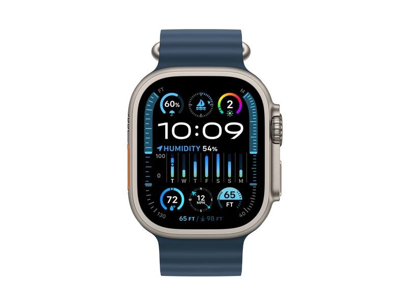 Apple Watch Ultra 2 Natural Titanium Ocean Band Blau Die robusteste und leistungsfähigste Apple Watch.