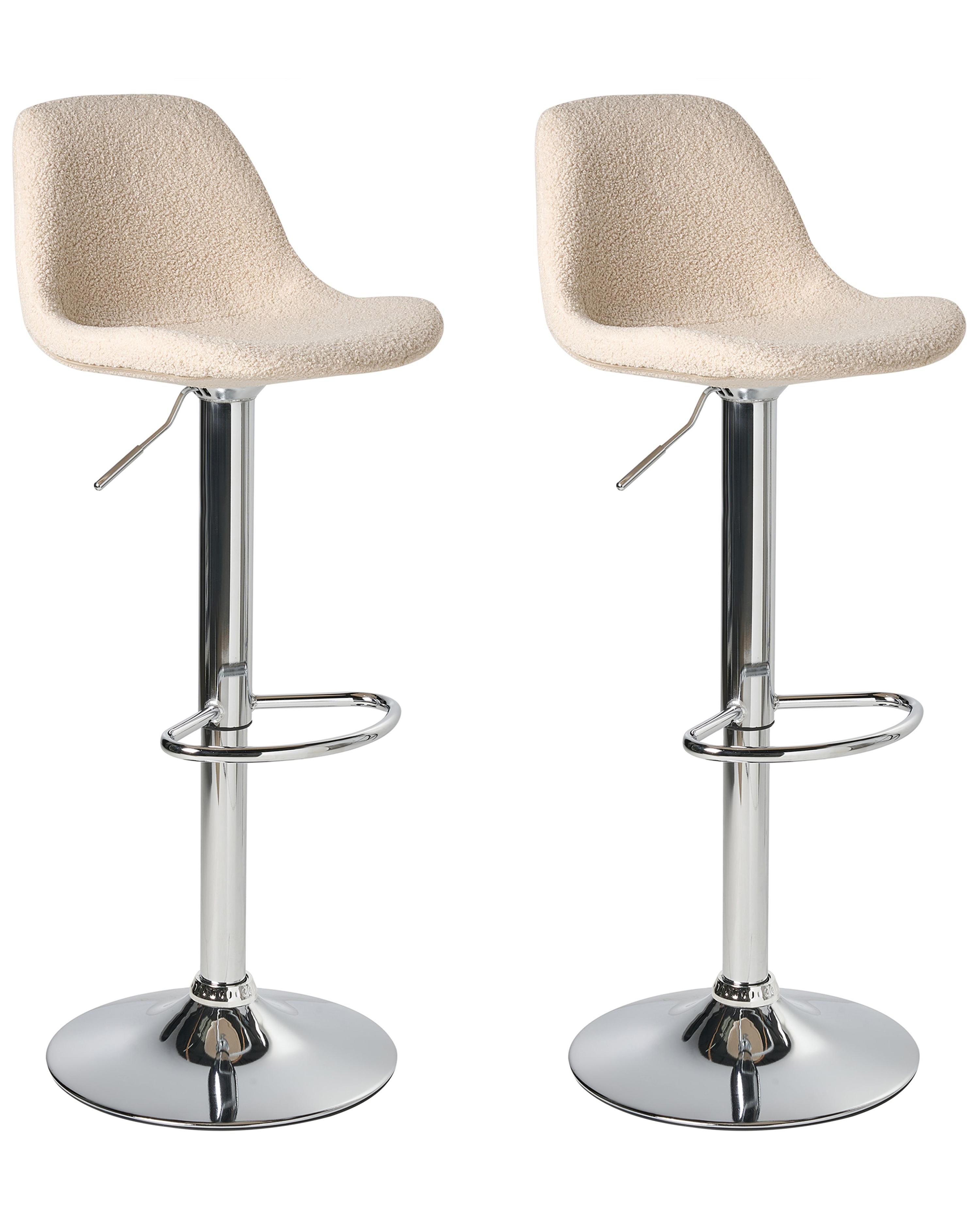 Set van 2 barkrukken KAHLA Bouclé draaibaar Lichtbeige