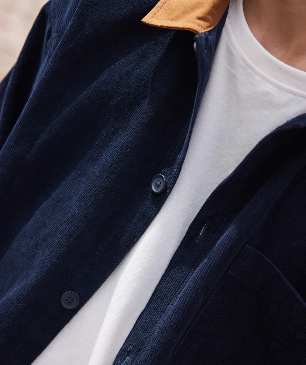 BLAZER EN VELOURS CÔTELÉ GARÇON BLEU FONCÉ ET CAMEL