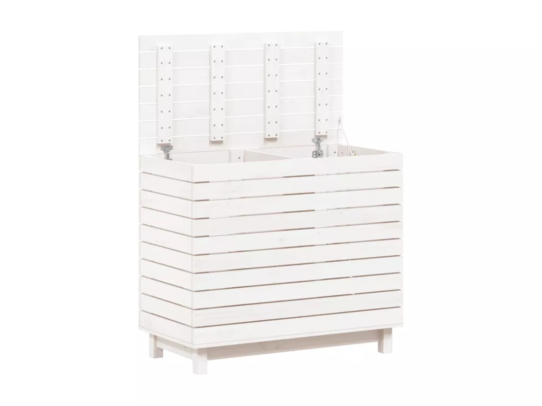 Panier à linge blanc 88,5x44x76 Bois massif de pin