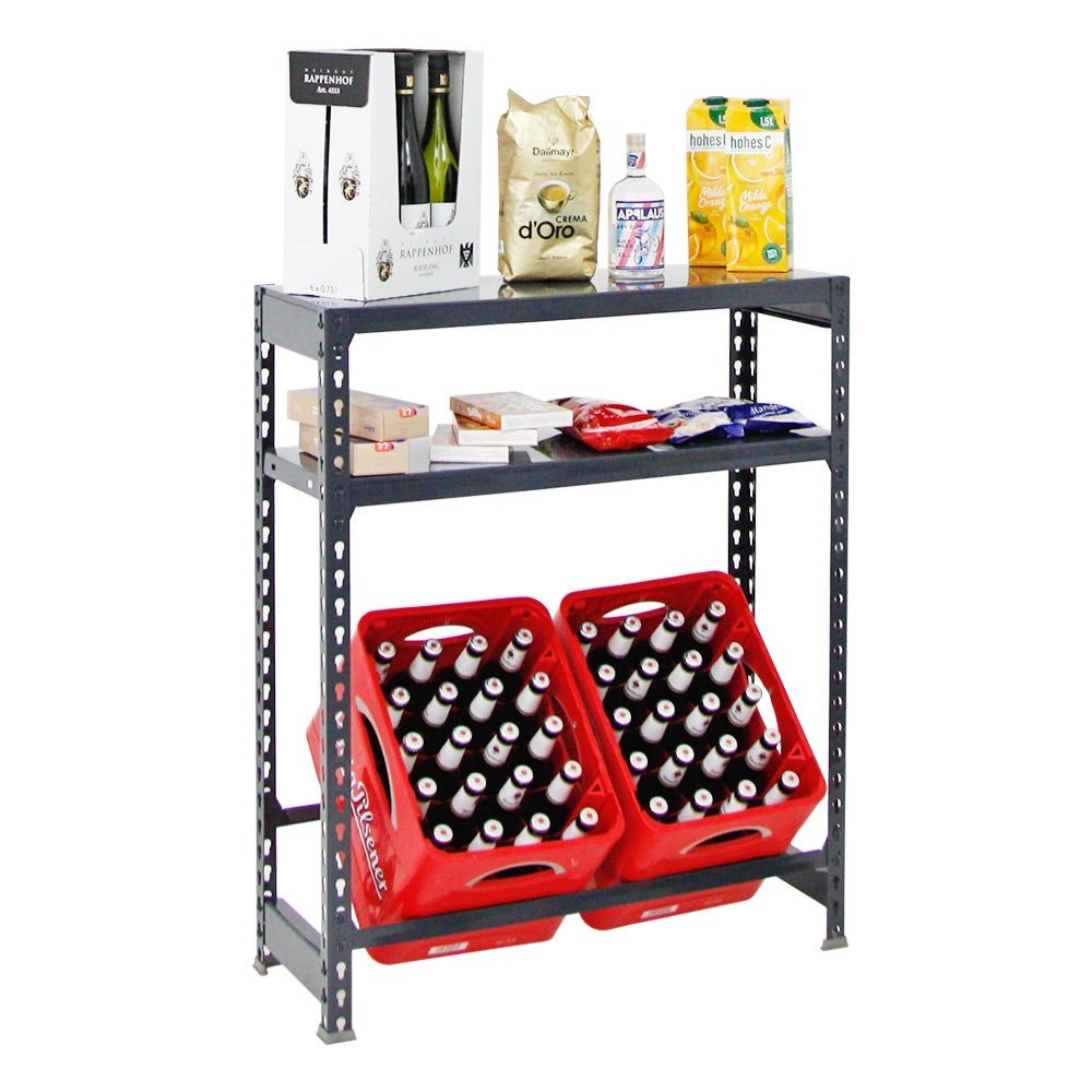 PROREGAL Drankkrattenplank, Camel-stijl, met opbergruimte, HxBxD 100 x 80 x 30 cm, antraciet