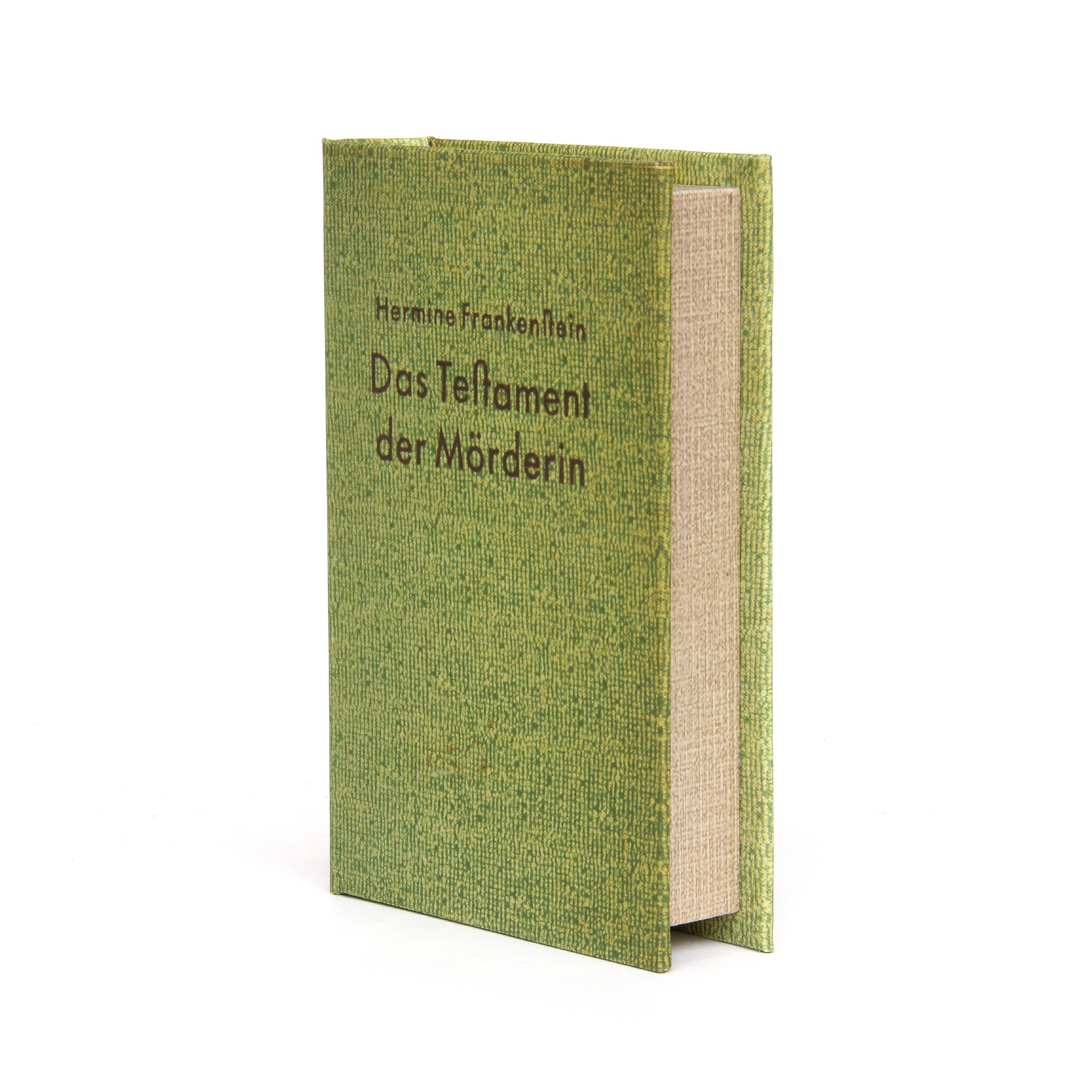 Buchhülle 'Das Testament der Mörderin', T 3 cm, B 12 cm, H 18 cm von fischer's lagerhaus