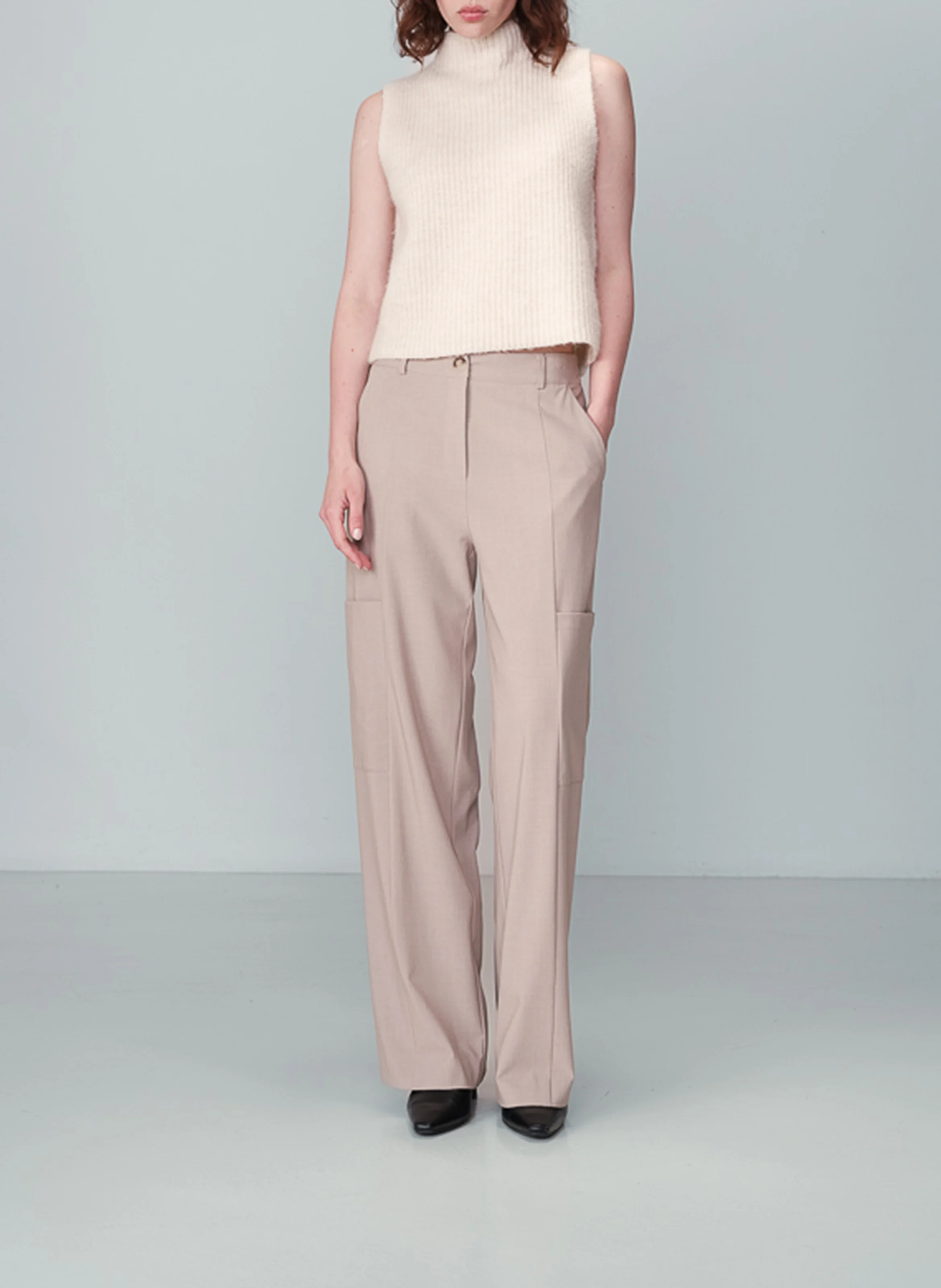 NOYOCO - Pantalon large| Beige