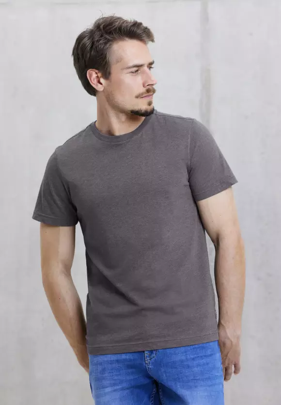 T-Shirt in Melange Optik - coal grey melange