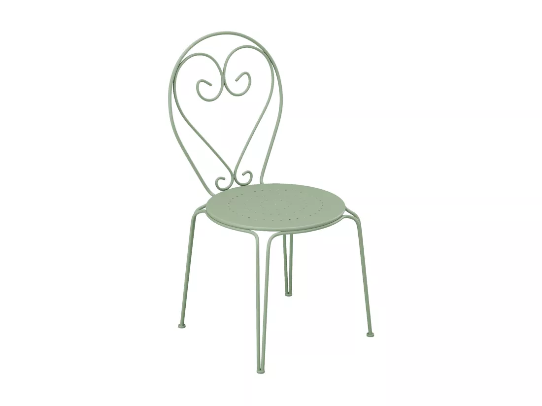 Lot de 4 chaises de jardin empilables en métal façon fer forgé - Vert amande - GUERMANTES de MYLIA
