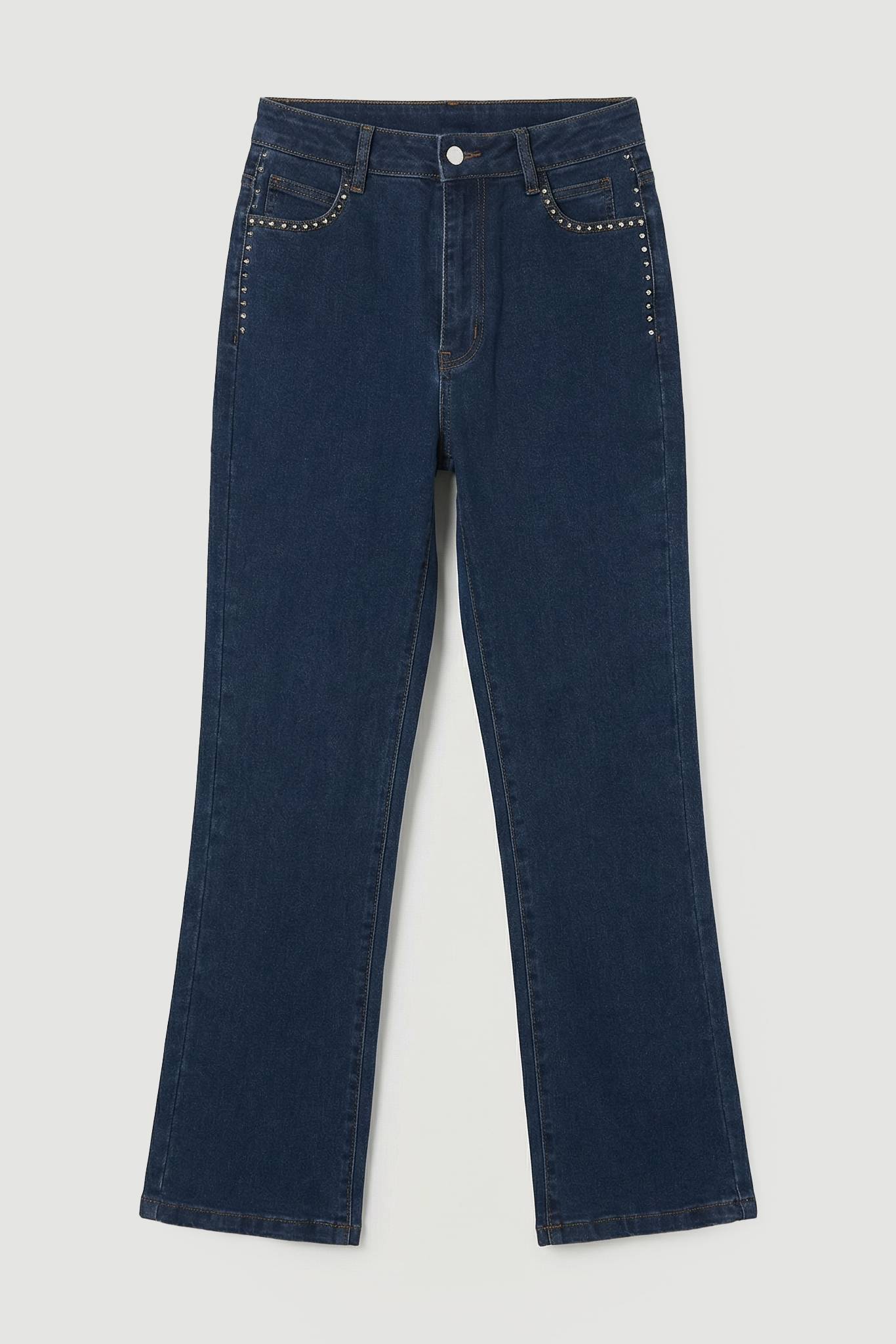 KarenMillen Jean Droit en Denim à Clous