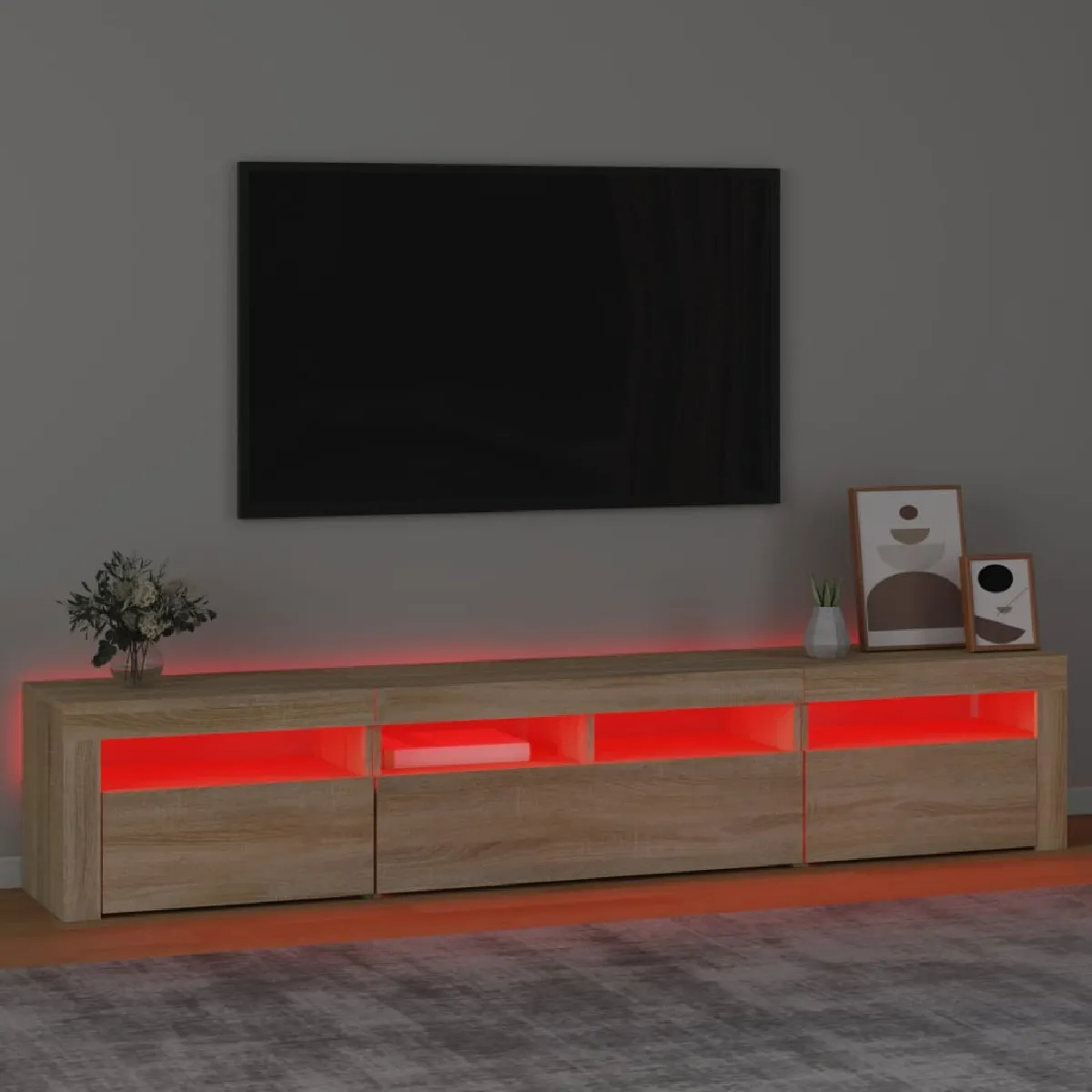vidaXL Meuble TV LED Chêne sonoma