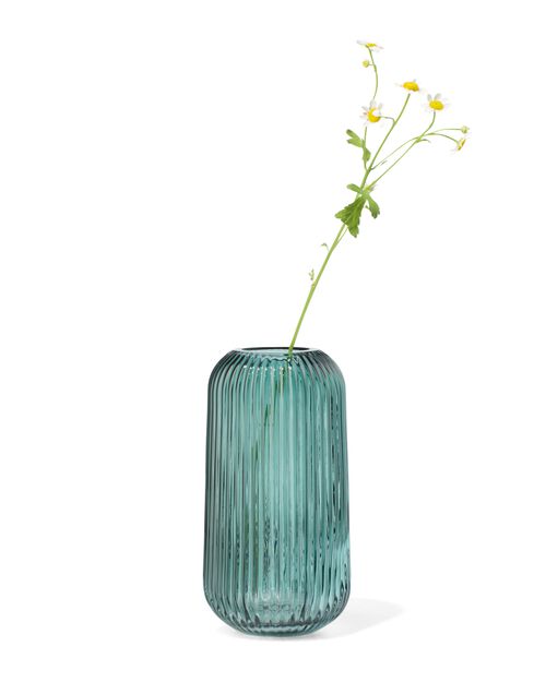 vase S verre nervuré vert foncé