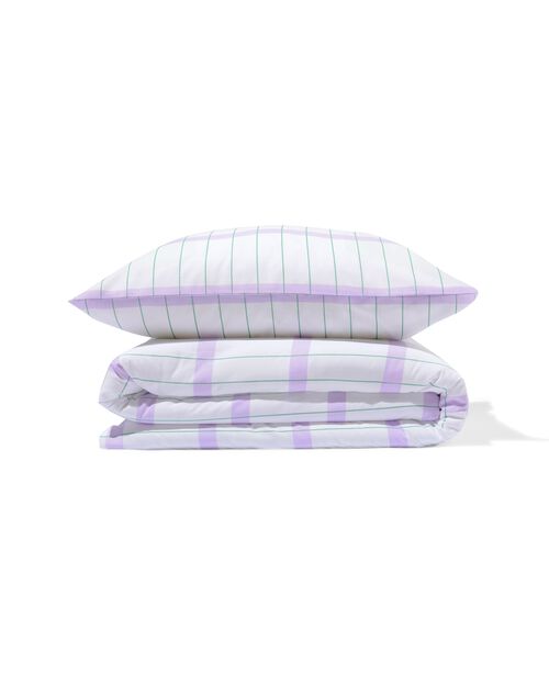 housse de couette en coton doux 140x200/220 blocs lilas