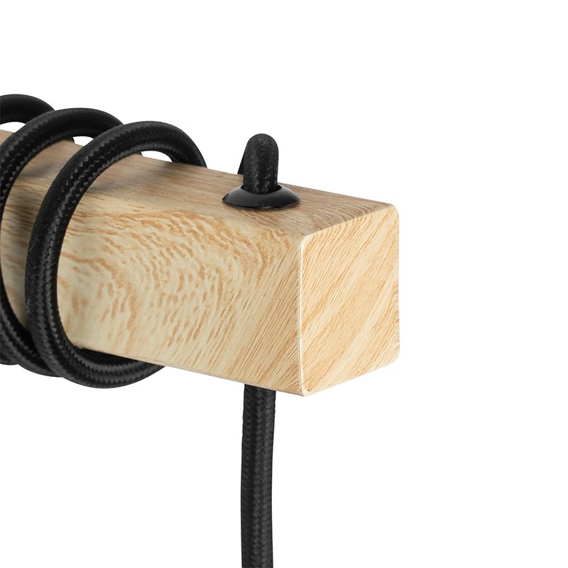 Smart wandlamp zwart met hout incl. Wifi A60 - Chon